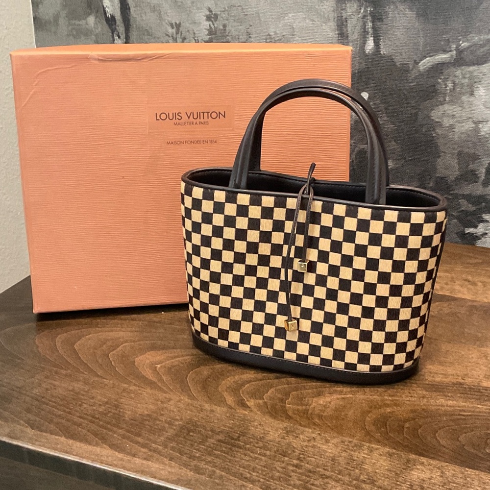 Louis Vuitton Black and Tan Checkered Tote